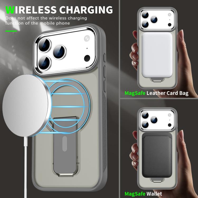 For iPhone 17 Pro Acrylic Hybrid TPU MagSafe Holder Phone Case