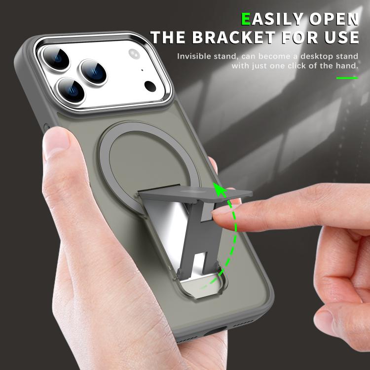 For iPhone 17 Acrylic Hybrid TPU MagSafe Holder Phone Case