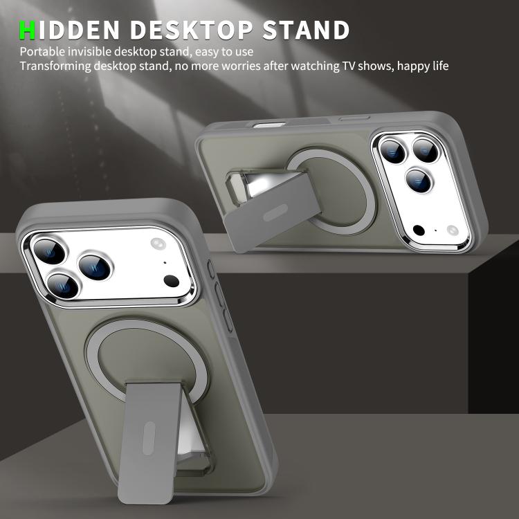For iPhone 17 Acrylic Hybrid TPU MagSafe Holder Phone Case