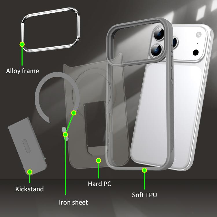 For iPhone 17 Acrylic Hybrid TPU MagSafe Holder Phone Case