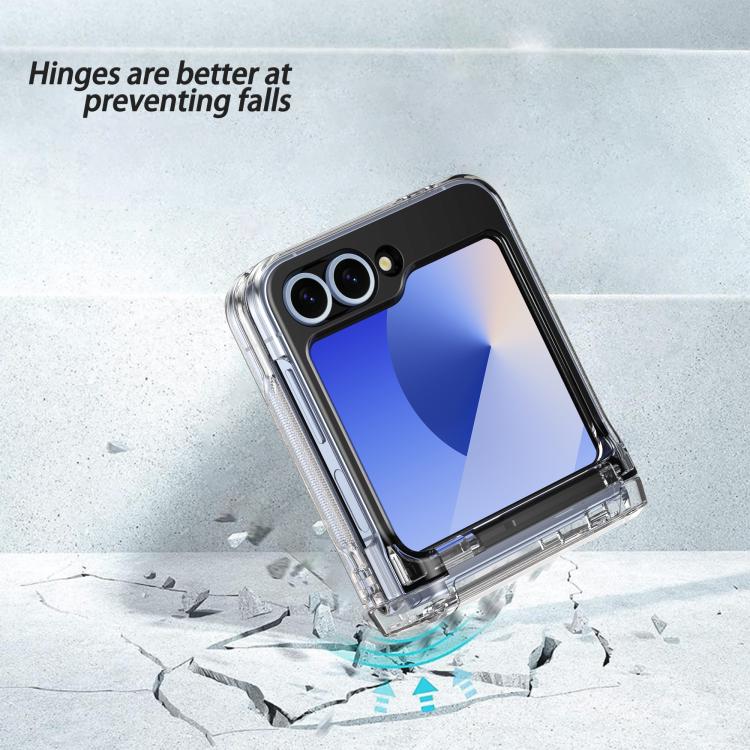 For Samsung Galaxy Z Flip6 5G Spring Rubber Chain Card Slot PC Folding Phone Case with Stand