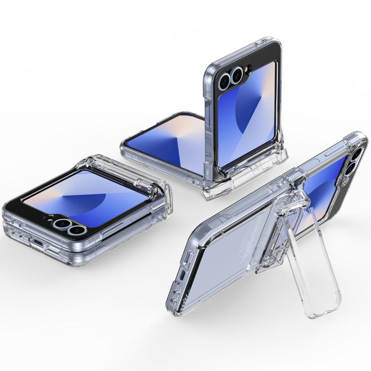 For Samsung Galaxy Z Flip5 5G Spring Rubber Chain Card Slot PC Folding Phone Case with Stand