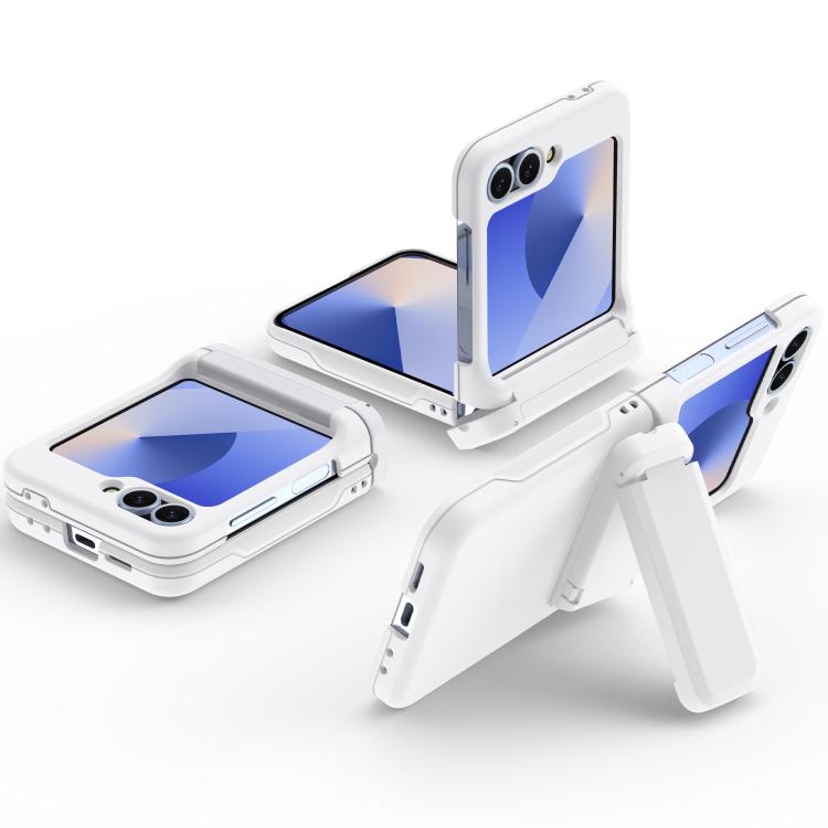 For Samsung Galaxy Z Flip5 5G Spring Rubber Chain Card Slot PC Folding Phone Case with Stand