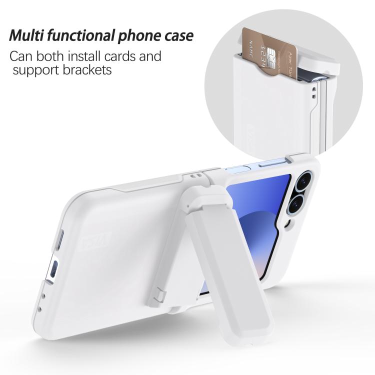 For Samsung Galaxy Z Flip5 5G Spring Rubber Chain Card Slot PC Folding Phone Case with Stand