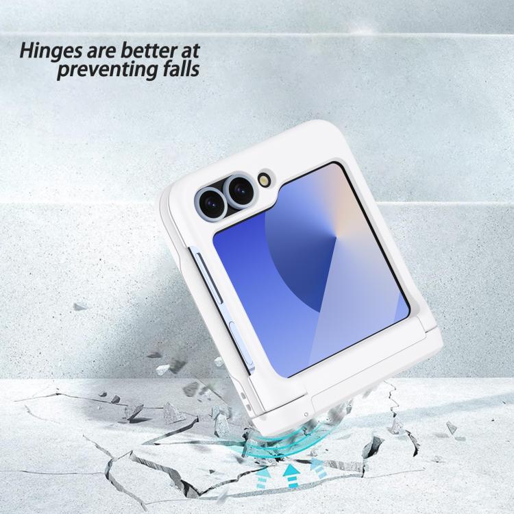 For Samsung Galaxy Z Flip5 5G Spring Rubber Chain Card Slot PC Folding Phone Case with Stand