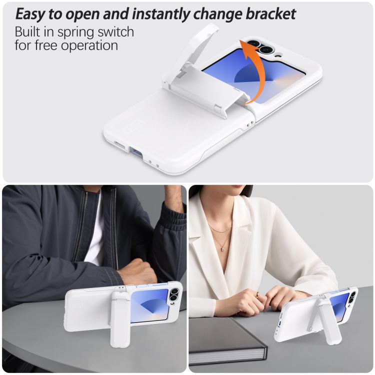 For Samsung Galaxy Z Flip5 5G Spring Rubber Chain Card Slot PC Folding Phone Case with Stand