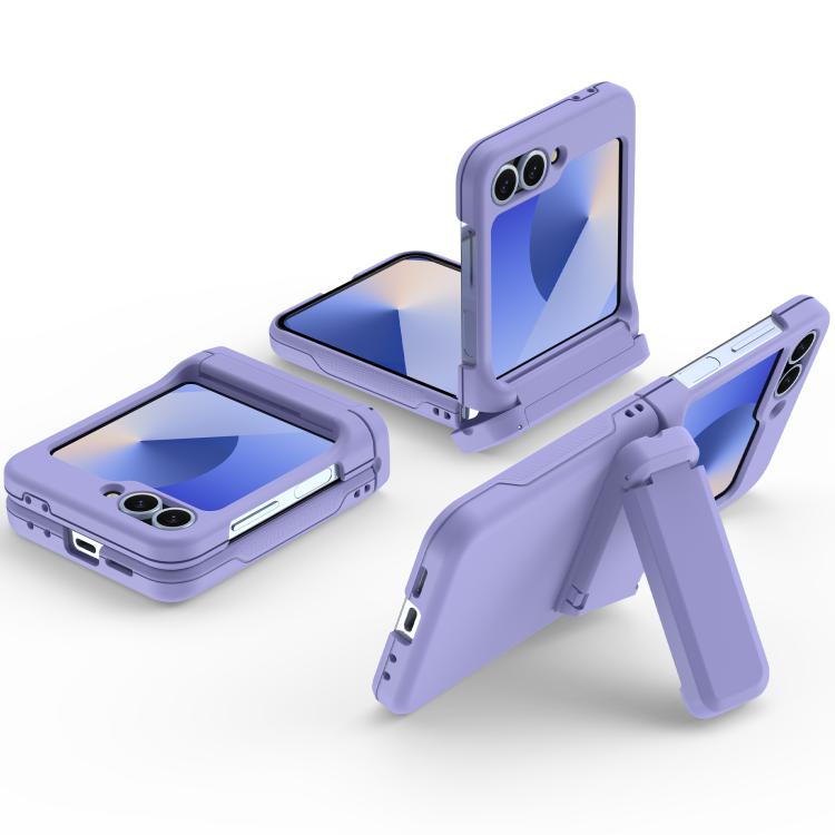 For Samsung Galaxy Z Flip5 5G Spring Rubber Chain Card Slot PC Folding Phone Case with Stand