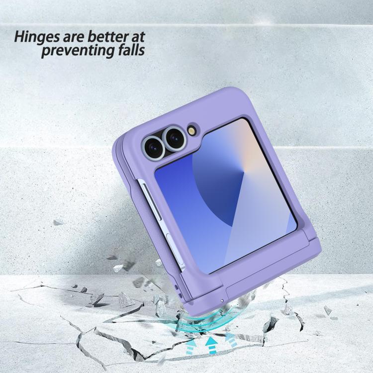 For Samsung Galaxy Z Flip5 5G Spring Rubber Chain Card Slot PC Folding Phone Case with Stand