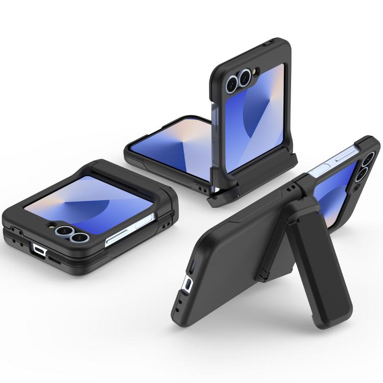 For Samsung Galaxy Z Flip5 5G Spring Rubber Chain Card Slot PC Folding Phone Case with Stand