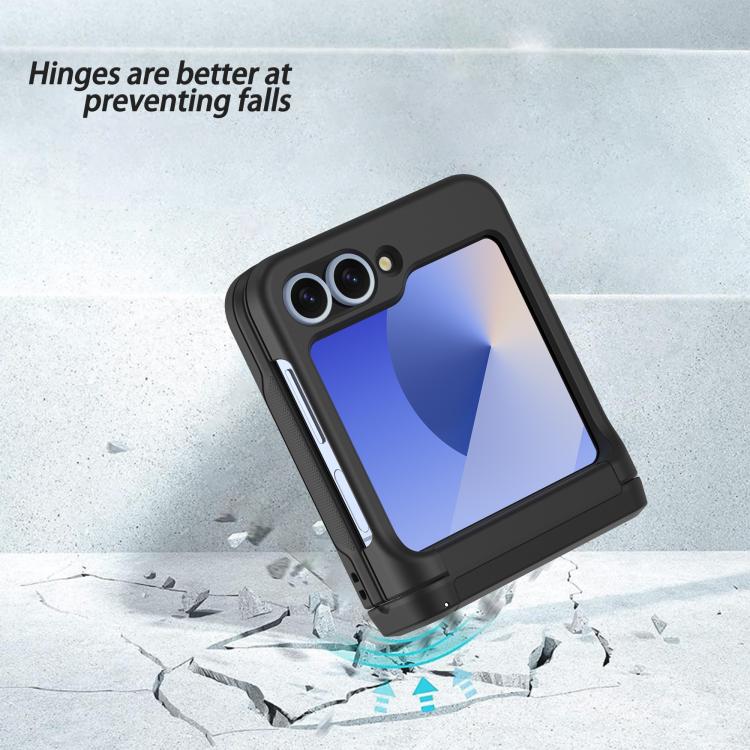 For Samsung Galaxy Z Flip5 5G Spring Rubber Chain Card Slot PC Folding Phone Case with Stand