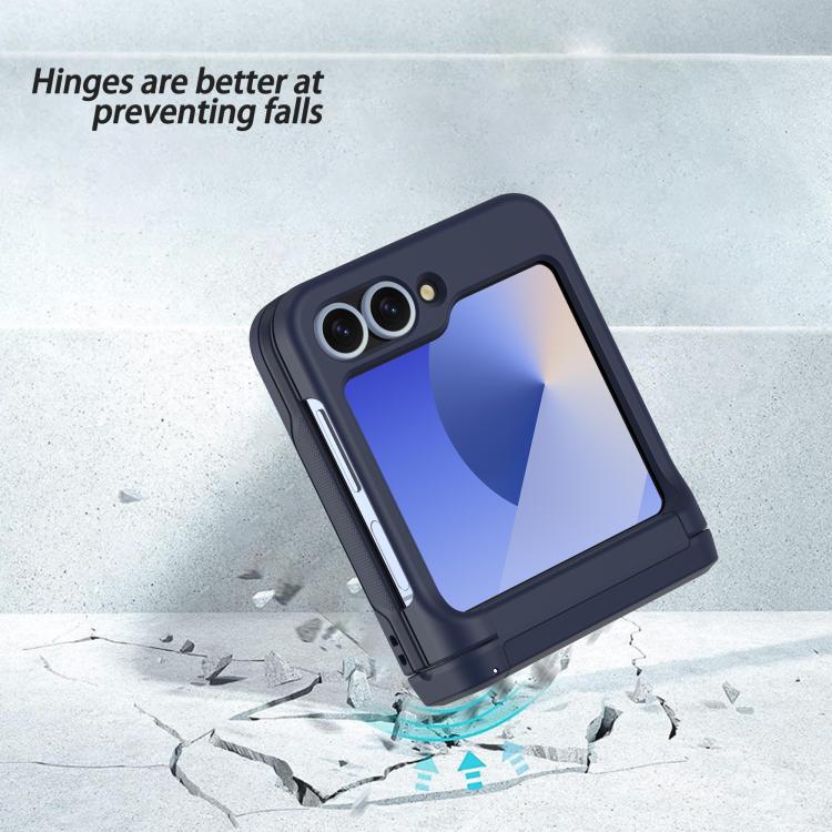 For Samsung Galaxy Z Flip5 5G Spring Rubber Chain Card Slot PC Folding Phone Case with Stand
