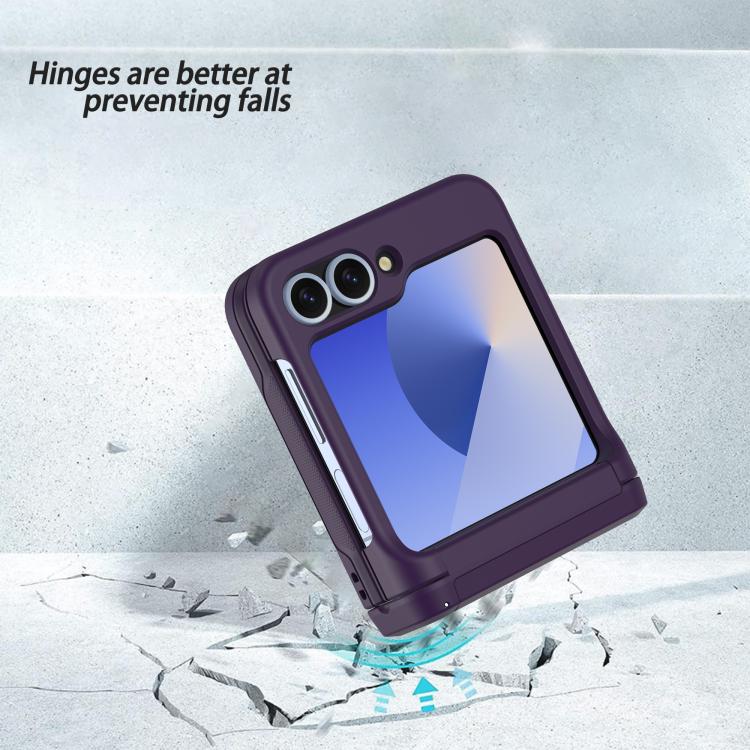 For Samsung Galaxy Z Flip5 5G Spring Rubber Chain Card Slot PC Folding Phone Case with Stand
