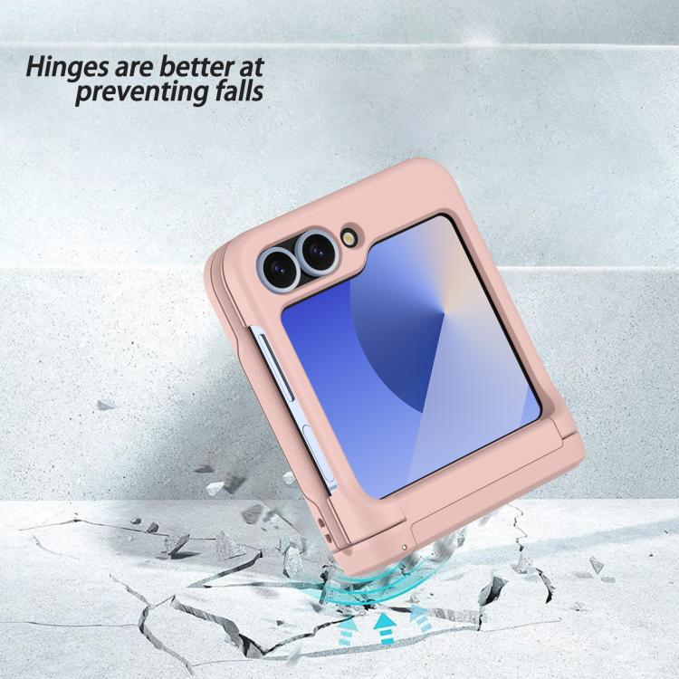 For Samsung Galaxy Z Flip5 5G Spring Rubber Chain Card Slot PC Folding Phone Case with Stand