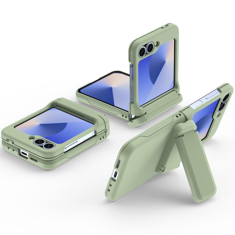 For Samsung Galaxy Z Flip5 5G Spring Rubber Chain Card Slot PC Folding Phone Case with Stand