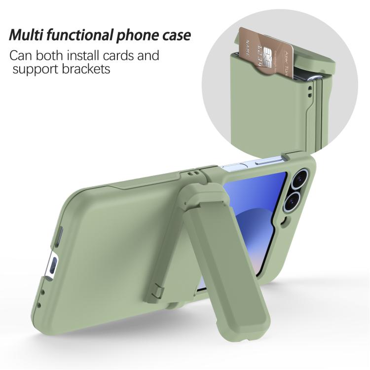 For Samsung Galaxy Z Flip5 5G Spring Rubber Chain Card Slot PC Folding Phone Case with Stand