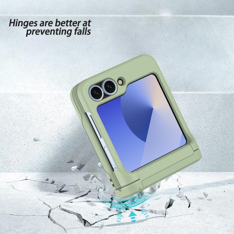 For Samsung Galaxy Z Flip5 5G Spring Rubber Chain Card Slot PC Folding Phone Case with Stand