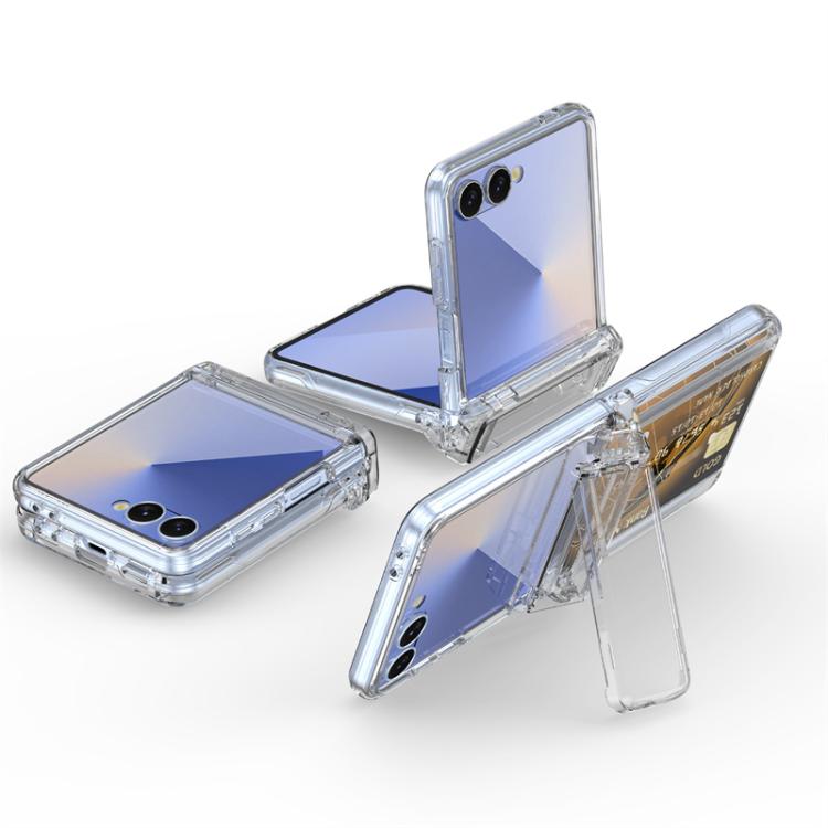 For Samsung Galaxy Z Flip7 5G Spring Rubber Chain Card Slot PC Folding Phone Case with Stand