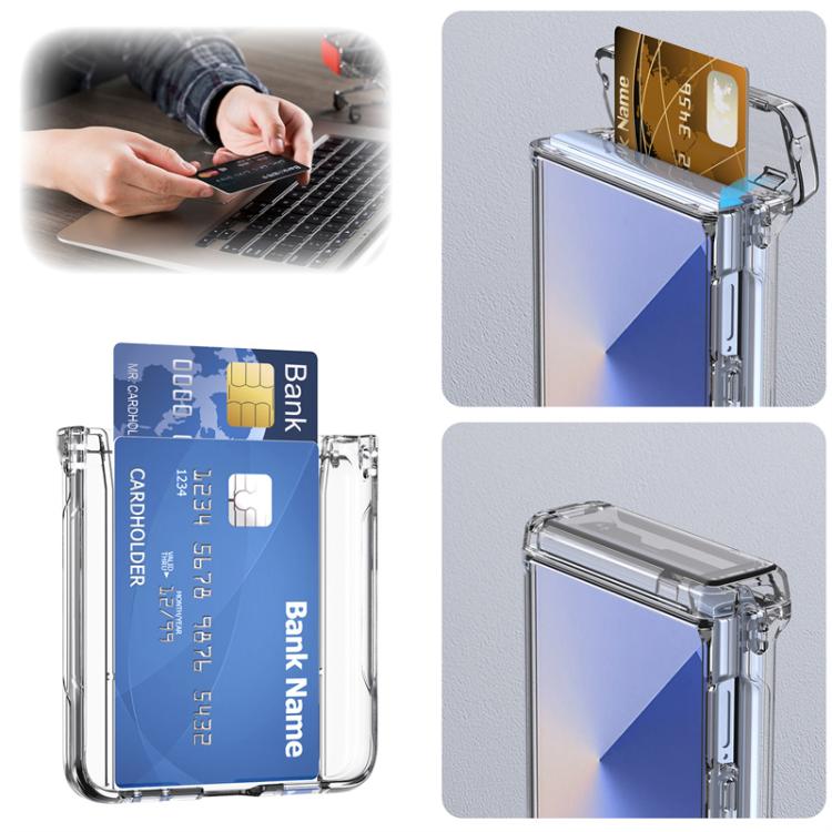 For Samsung Galaxy Z Flip7 5G Spring Rubber Chain Card Slot PC Folding Phone Case with Stand