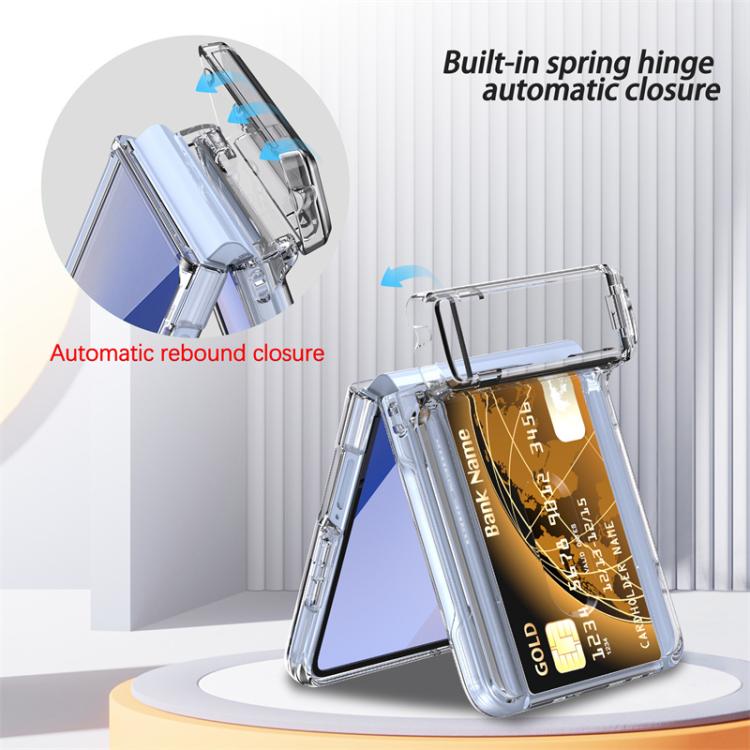 For Samsung Galaxy Z Flip7 5G Spring Rubber Chain Card Slot PC Folding Phone Case with Stand