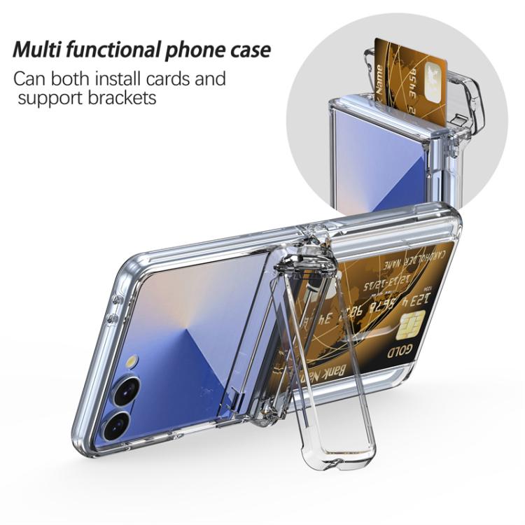 For Samsung Galaxy Z Flip7 5G Spring Rubber Chain Card Slot PC Folding Phone Case with Stand