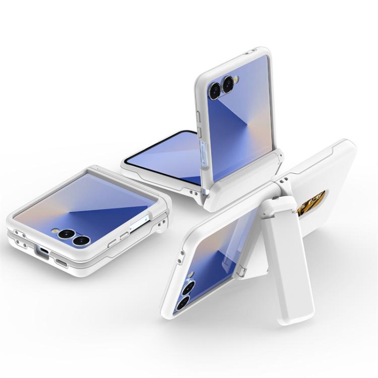 For Samsung Galaxy Z Flip7 5G Spring Rubber Chain Card Slot PC Folding Phone Case with Stand