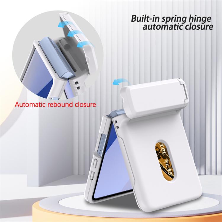 For Samsung Galaxy Z Flip7 5G Spring Rubber Chain Card Slot PC Folding Phone Case with Stand