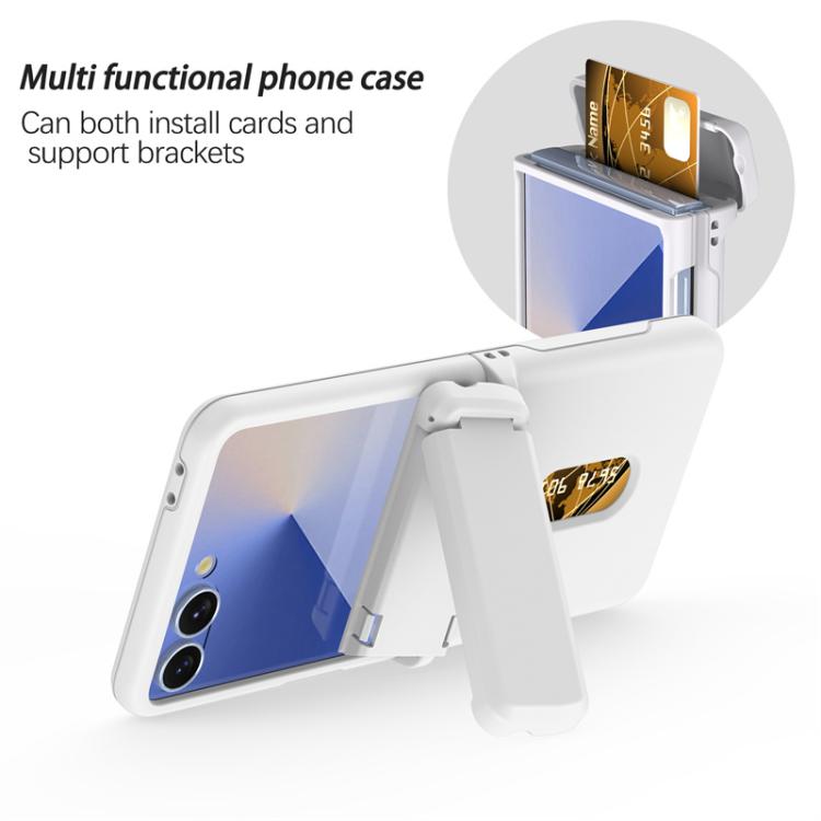 For Samsung Galaxy Z Flip7 5G Spring Rubber Chain Card Slot PC Folding Phone Case with Stand