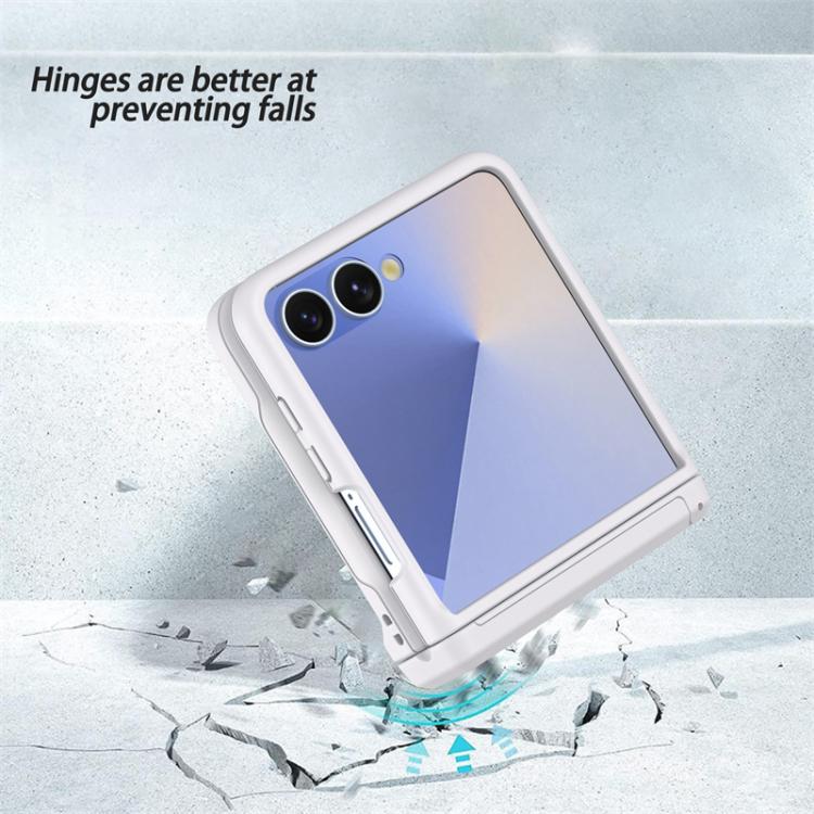 For Samsung Galaxy Z Flip7 5G Spring Rubber Chain Card Slot PC Folding Phone Case with Stand