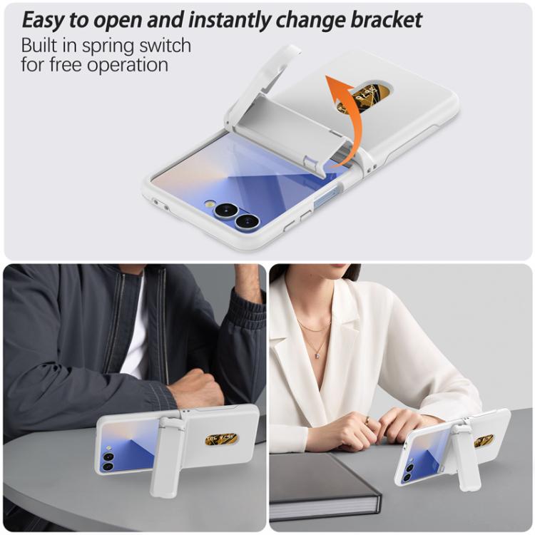 For Samsung Galaxy Z Flip7 5G Spring Rubber Chain Card Slot PC Folding Phone Case with Stand