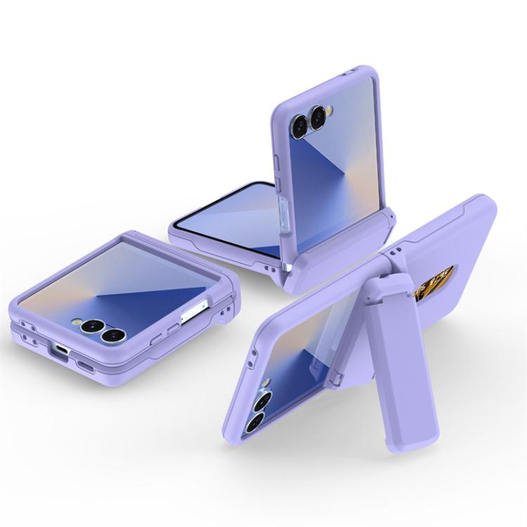 For Samsung Galaxy Z Flip7 5G Spring Rubber Chain Card Slot PC Folding Phone Case with Stand