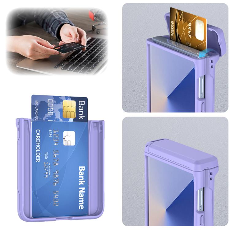 For Samsung Galaxy Z Flip7 5G Spring Rubber Chain Card Slot PC Folding Phone Case with Stand