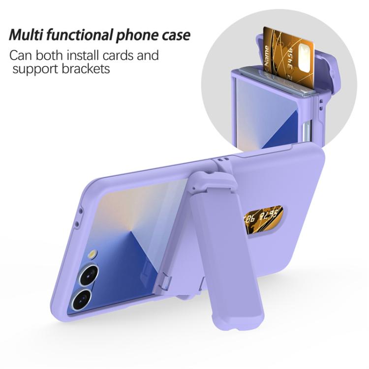 For Samsung Galaxy Z Flip7 5G Spring Rubber Chain Card Slot PC Folding Phone Case with Stand