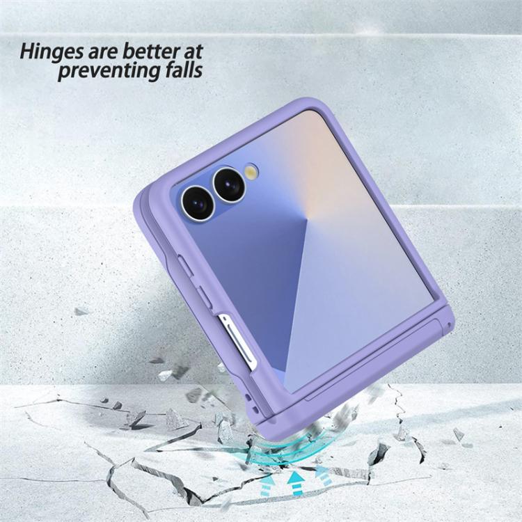 For Samsung Galaxy Z Flip7 5G Spring Rubber Chain Card Slot PC Folding Phone Case with Stand