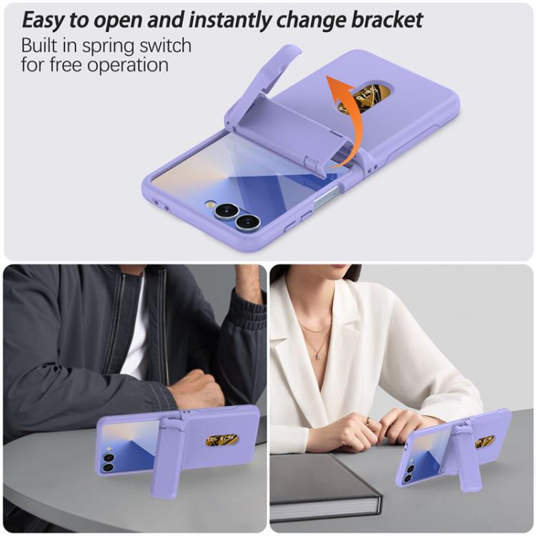 For Samsung Galaxy Z Flip7 5G Spring Rubber Chain Card Slot PC Folding Phone Case with Stand