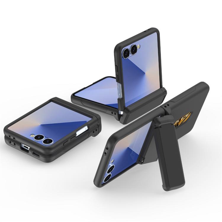 For Samsung Galaxy Z Flip7 5G Spring Rubber Chain Card Slot PC Folding Phone Case with Stand