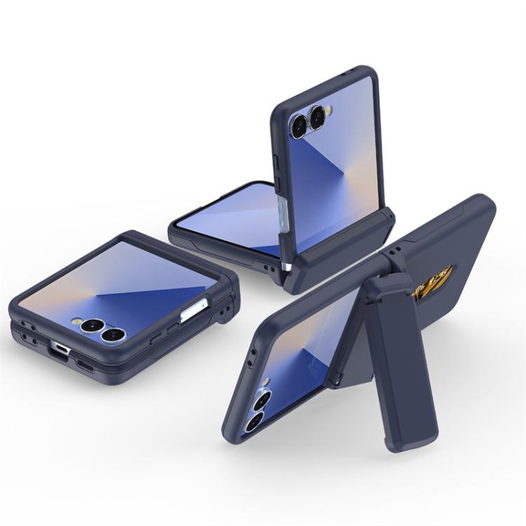 For Samsung Galaxy Z Flip7 5G Spring Rubber Chain Card Slot PC Folding Phone Case with Stand