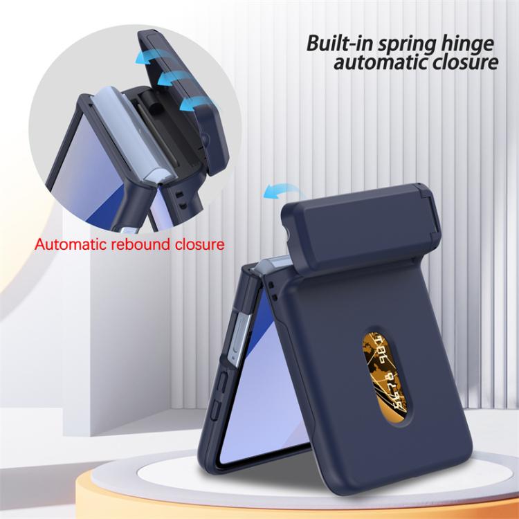 For Samsung Galaxy Z Flip7 5G Spring Rubber Chain Card Slot PC Folding Phone Case with Stand