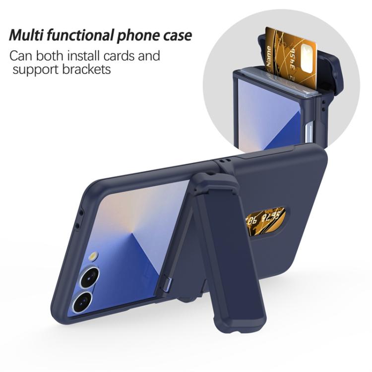 For Samsung Galaxy Z Flip7 5G Spring Rubber Chain Card Slot PC Folding Phone Case with Stand