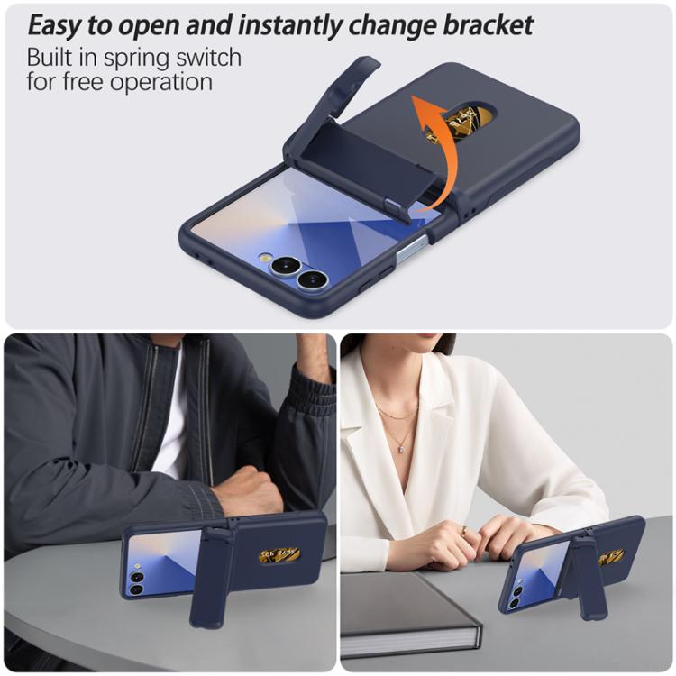 For Samsung Galaxy Z Flip7 5G Spring Rubber Chain Card Slot PC Folding Phone Case with Stand
