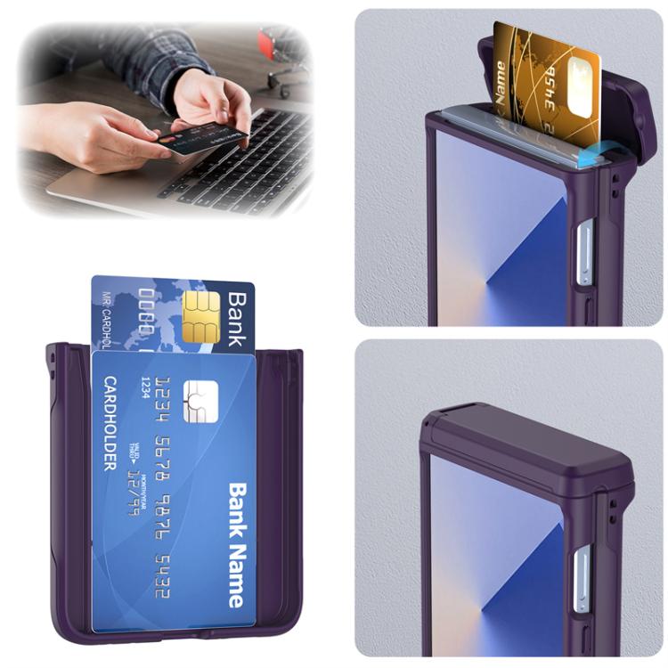 For Samsung Galaxy Z Flip7 5G Spring Rubber Chain Card Slot PC Folding Phone Case with Stand