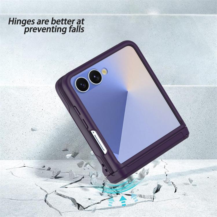 For Samsung Galaxy Z Flip7 5G Spring Rubber Chain Card Slot PC Folding Phone Case with Stand