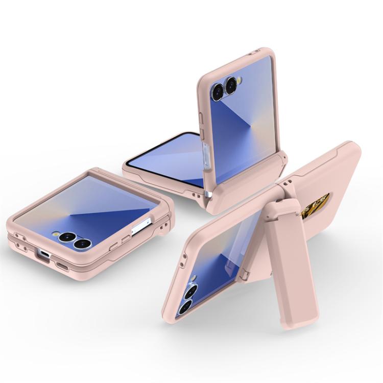 For Samsung Galaxy Z Flip7 5G Spring Rubber Chain Card Slot PC Folding Phone Case with Stand