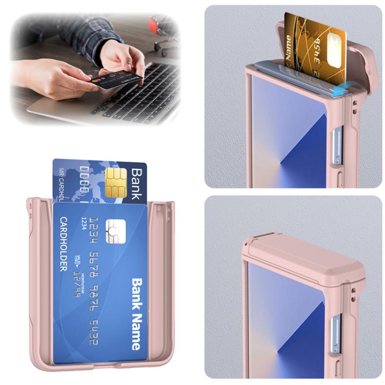 For Samsung Galaxy Z Flip7 5G Spring Rubber Chain Card Slot PC Folding Phone Case with Stand