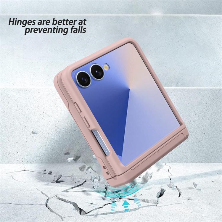 For Samsung Galaxy Z Flip7 5G Spring Rubber Chain Card Slot PC Folding Phone Case with Stand