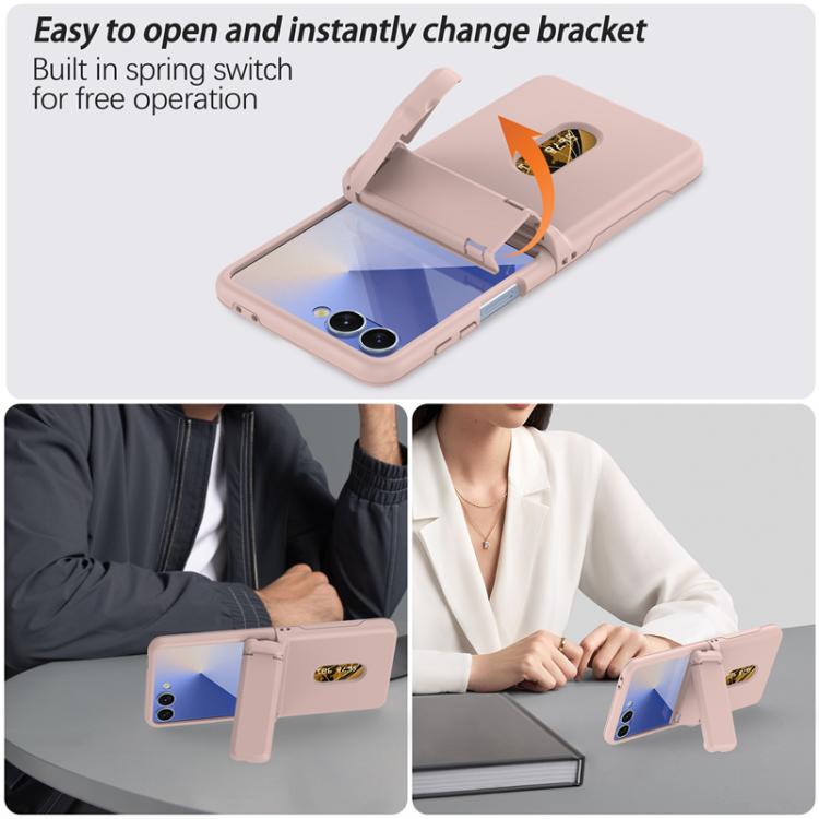 For Samsung Galaxy Z Flip7 5G Spring Rubber Chain Card Slot PC Folding Phone Case with Stand