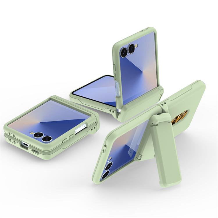 For Samsung Galaxy Z Flip7 5G Spring Rubber Chain Card Slot PC Folding Phone Case with Stand