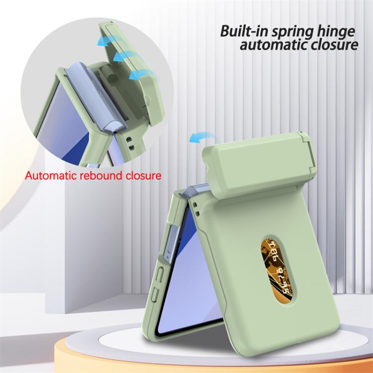 For Samsung Galaxy Z Flip7 5G Spring Rubber Chain Card Slot PC Folding Phone Case with Stand