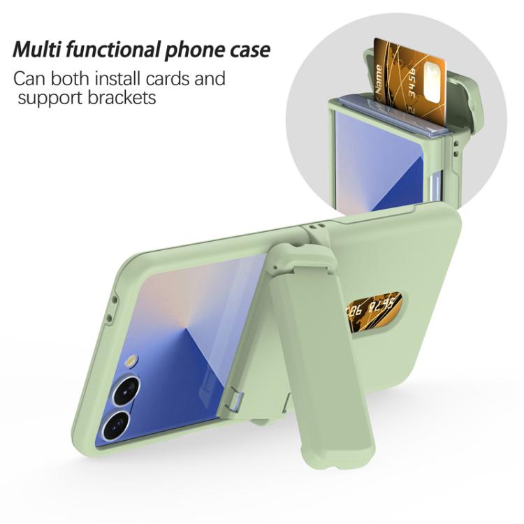 For Samsung Galaxy Z Flip7 5G Spring Rubber Chain Card Slot PC Folding Phone Case with Stand