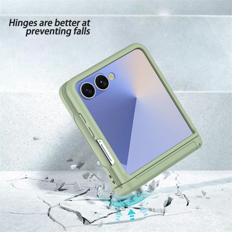 For Samsung Galaxy Z Flip7 5G Spring Rubber Chain Card Slot PC Folding Phone Case with Stand