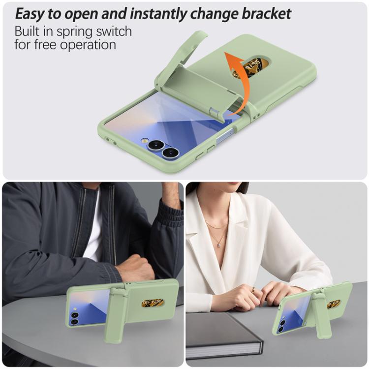 For Samsung Galaxy Z Flip7 5G Spring Rubber Chain Card Slot PC Folding Phone Case with Stand